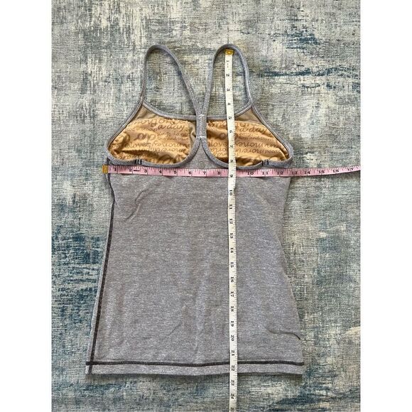 Lululemon Power Y Heathered Black Gray White Tonka Stripe Tank Top Size 4 - Picture 3 of 7
